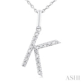 1/20 ctw Initial 'K' Round Cut Diamond Fashion Pendant With Chain in Sterling Silver